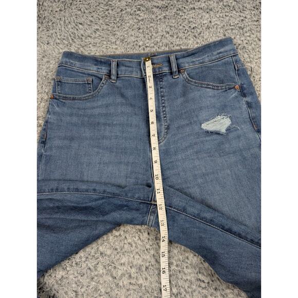 Express Jeans Womens 8 Blue Super High Rise Mom Jean Normcore Distressed Stretch - Picture 8 of 11